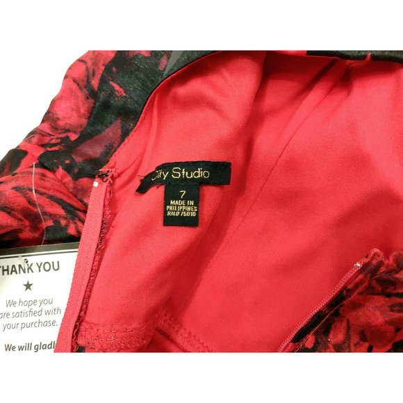 City Studios Womens Dress Juniors Size 5 Red Black - Picture 15 of 16